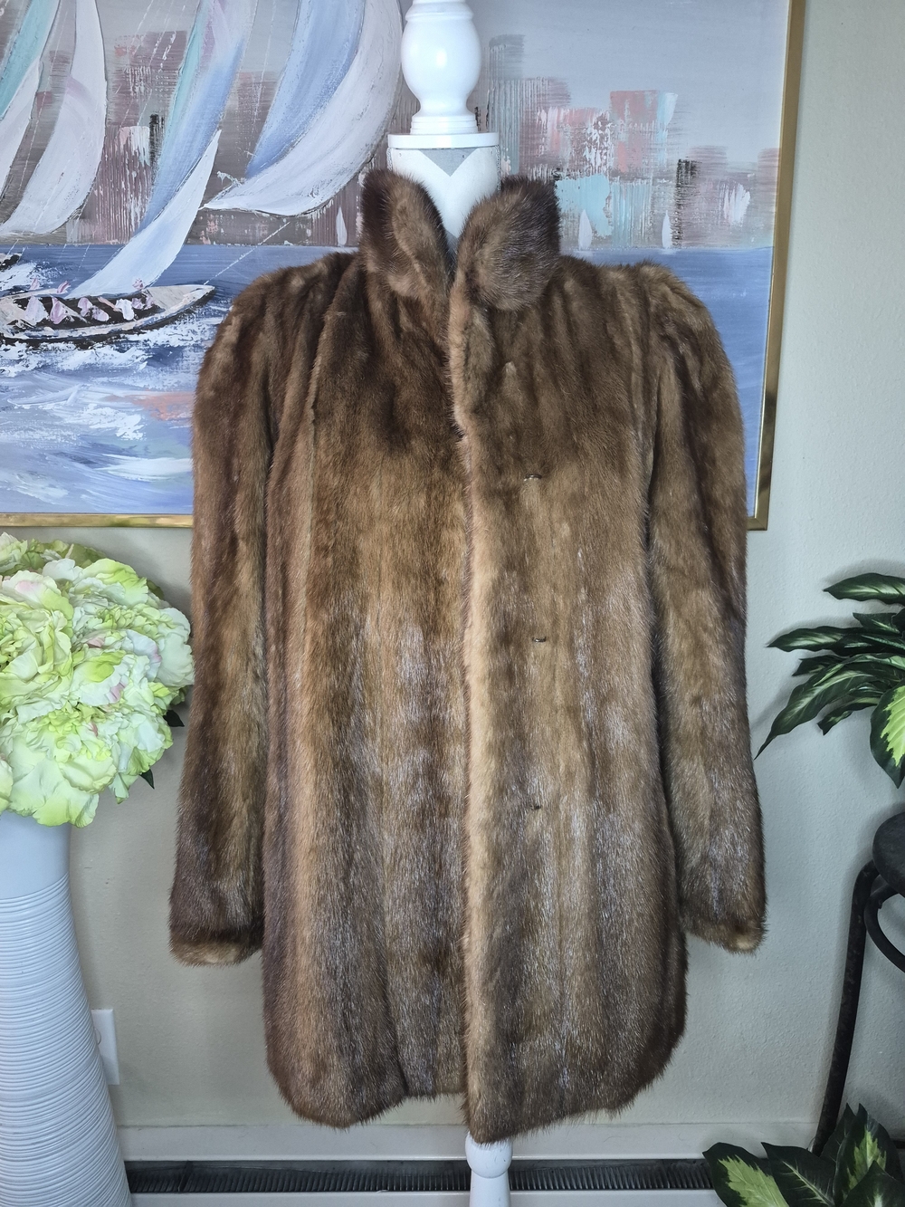 Vintage 100% Mink Fur Brown Womens Coat - Elegant Winter Jacket